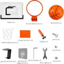 Tablero de Basquetbol para Niños, Mini Canasta de Baloncesto de Pared Interior, Aro Reforzado y 3 Mini Balón, Canasta Básquetbol para Puerta y Pared, Regalo Juguetes Deportivos - Blanco y Negro - Ver 7