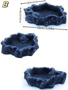 Reptile Rock Hideout, Feeding Dish Food Bowl, Bearded Dragon Tank Gecko Snake Shelter Habitat, For Terrarium - Aquarium - Feeding Box Decoration, Suitable For: Lizards, Turtles, Reptiles, Amphibians, Fish