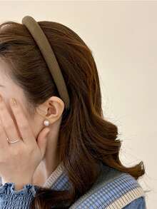 1pc Women Plain Color Knitted Wide Slip-Resistant Padded Headband, Vintage Elegant Retro Fashion Headpiece Suitable For Daily, Party And Outdoor Wear,Hairband,Hair Hoop,Hair Accessories Headbands