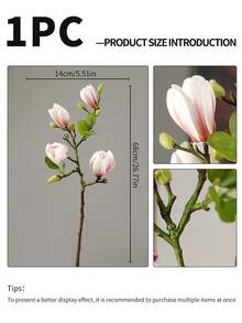 1pc/2pcs/4pcs Artificial Magnolia Bud Decor, Plastic Fake Flower Bouquet For Indoor/Outdoor Home Decor, Living Room, Bedroom, Cabinet, Backyard, Office, Restaurant, Hotel, And Various Party & Anniversary Scenes. For Better Effect, We Recommend Purchasing Multiple Pieces To Create A Nice Arrangement. - Magnolia Buds-pink - View 3
