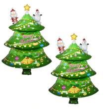 2 piezas Globos de papel de aluminio con forma de árbol de Navidad y Papá Noel, globos de helio para decoración navideña en el hogar y fiestas, decoración 2026 - Multicolor - Ver 5