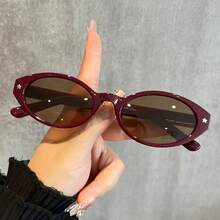 1 Pair Oval Small Frame Stylish Chic Unisex Classic Retro Star Fashion Glasses, PC Material, Suitable For Driving, Travel, Camping, Outfit Matching, Photography - Multicolor - View 6