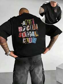 Men's Double-Sided Printed T-Shirt Colorful Anti Social Club Pattern, Comfortable, Stylish For - 黑色 - 查看 7