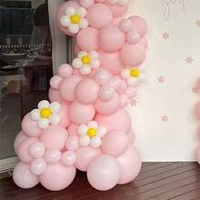 96pcs Pastel Pink, White, Yellow Balloon Arch Decoration Set, Suitable For Birthday, Wedding, Bridal Shower Party, Gender Reveal, Sweet Floral Party Decor For Wedding, Anniversary, New Year Home Decor, Room Backdrop, Party Decoration, Birthday Balloon Decor, Photography Props - Multicolor - View 4
