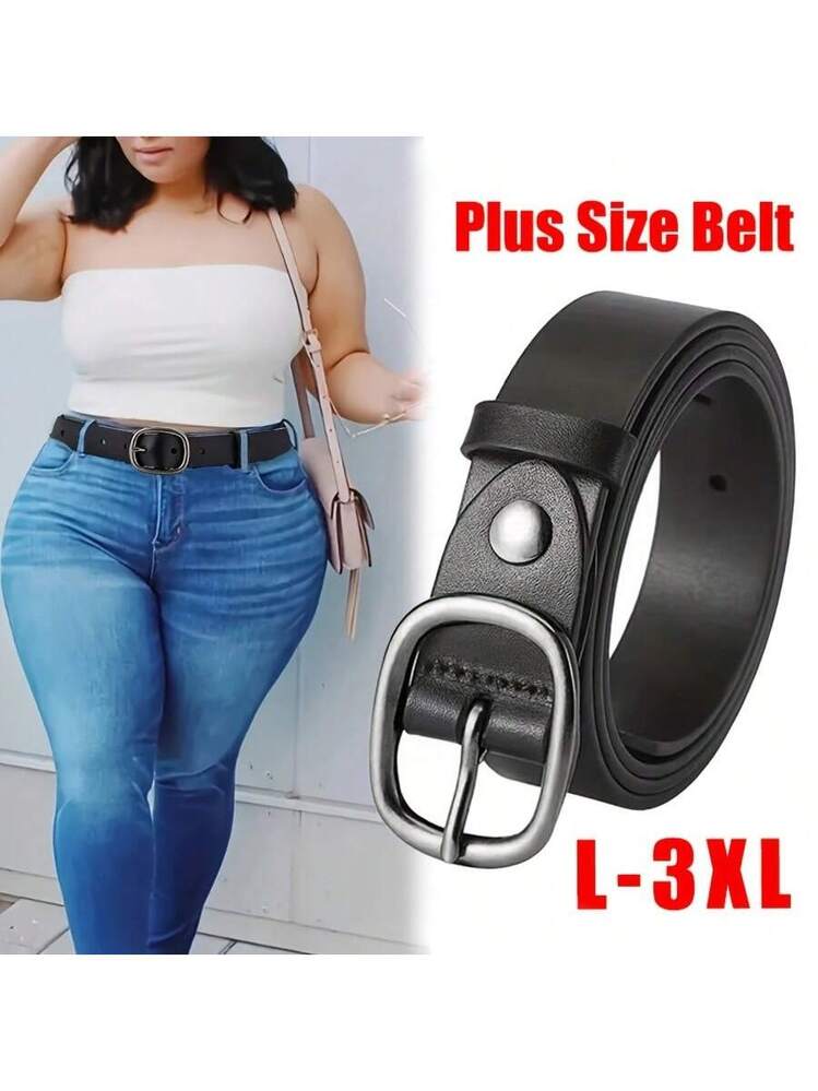 1pc Plus Size Women's Black Minimalist Buckle Belt, Versatile For