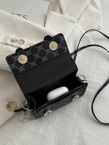 1pc Mini Retro Floral Pattern Flap Chain Decor PU Leather Crossbody Bag, Fashionable For Women Daily Use - Multicolor - View 8