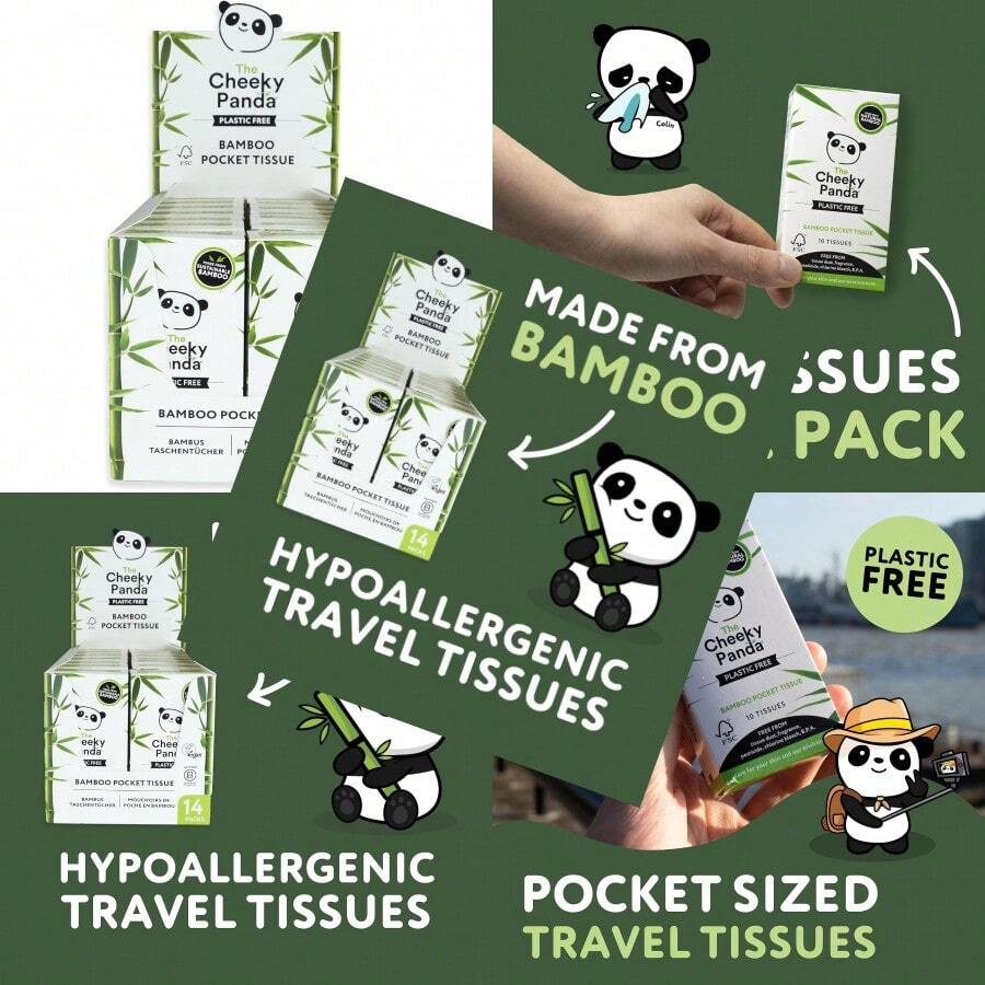 The Cheeky Panda Bamboo Facial Tissue 14 X Plastic Free Travel Tissue Packs 140 Super Soft Pocket Tissues - 白色 - 查看 1