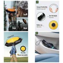 - Paraguas compacto de viaje resistente al viento, paraguas automtico porttil para lluvia, paraguas plegable para hombres y mujeres, dosel de doble ventilacin 210T con revestimiento de - doble dosis-amarillo - Ver 1