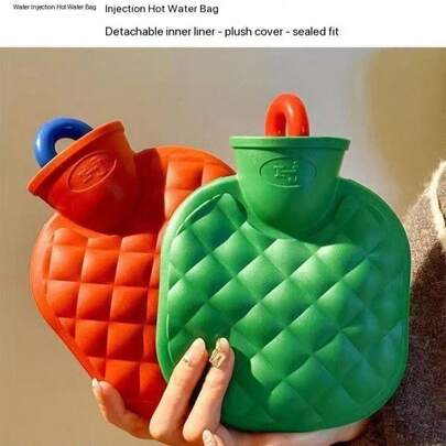 زجاجة ماء ساخن بألوان الدوبامين قطعة واحدة، قابلة لإعادة التعبئة، وسادة تدفئة ناعمة جميلة، بحجم كبير، سميكة مضادة للانفجار، قابلة للغسيل