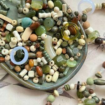 New Chinese Style Wooden Bead Stir Fried Goods Autumn Wilderness Mixed Woven Bracelet Mobile Phone Chain Handmade Bracelet DIY Accessories Scattered Beads