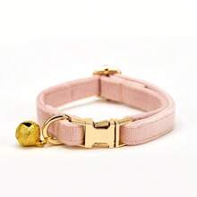 1 PC Personalized Gold Luxury Velvet Cat Collar With Bell, Customizable With Name And Phone Number - Prevent Your Pet From Getting Lost. This Soft And Adorable Handmade Mini Cat Collar Is Perfect For Medium And Small Dogs. - Multicolor - View 10