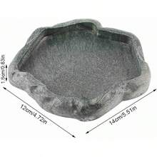 Tazón para Reptiles, Resina Comedero y Bebedero en Forma de Roca Natural, Plato Decorativo Resistente para Terrarios de Tortugas, Lagartos y Camaleones, Ideal para Decoración y A - Verde oscuro s - Ver 6