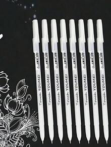 24/12/10 支白色荧光笔凝胶笔，适合艺术家/黑纸的素描标记凝胶笔，绘画设计插画艺术用品 - 白色 - 查看 1