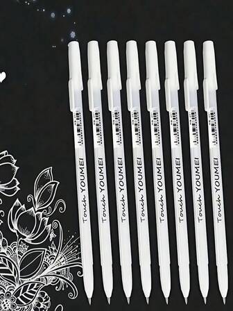 24/12/10 支白色荧光笔凝胶笔，适合艺术家/黑纸的素描标记凝胶笔，绘画设计插画艺术用品