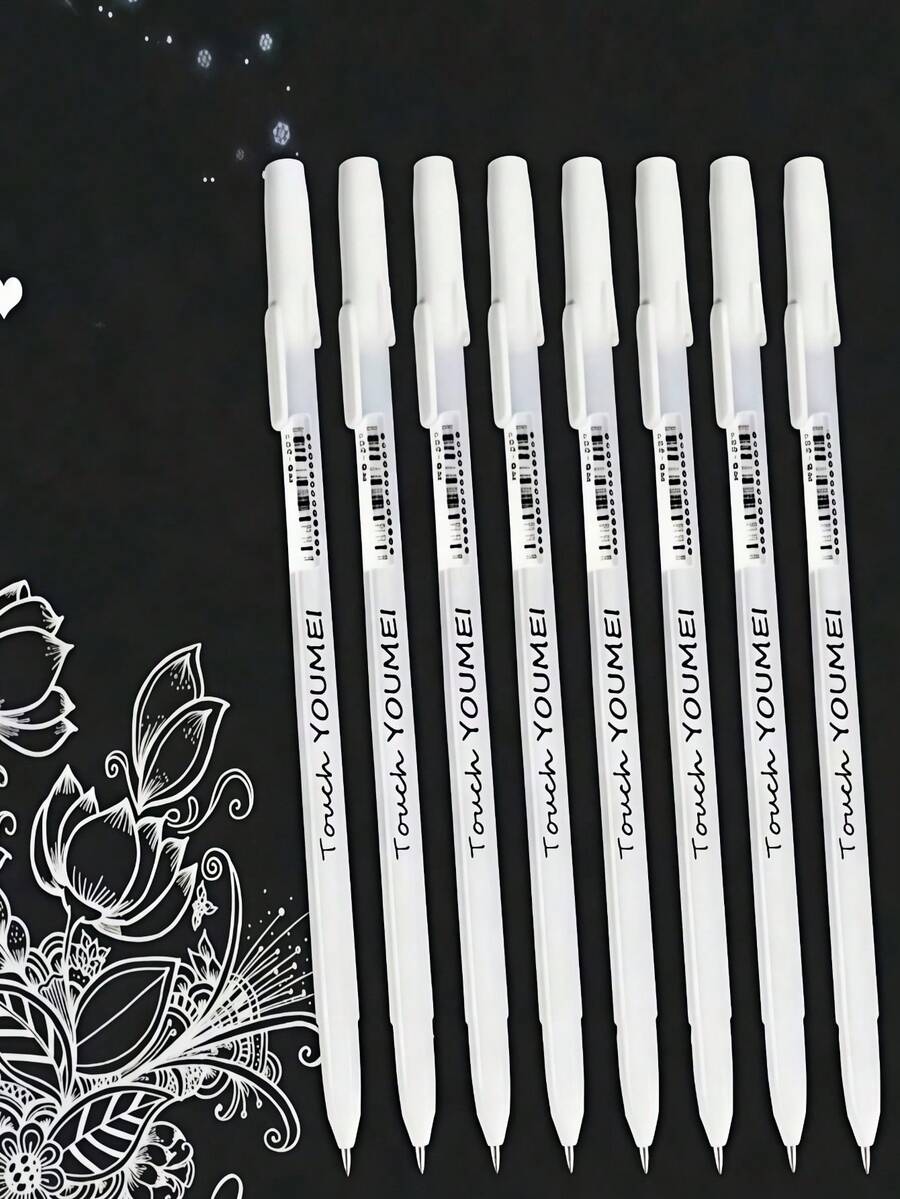 24/12/10 支白色荧光笔凝胶笔，适合艺术家/黑纸的素描标记凝胶笔，绘画设计插画艺术用品 - 白色 - 查看 1