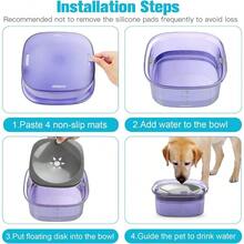 4L Dog Water Bowl 135oz No Spill Dog Bowl Extra Large Capacity Slow Drinking Water Feeder Splash Proof Pet Water Dispenser Vehicle Carried Travel Water Floating Bowl For Dogs Cats Purple