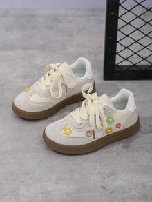 1双女童休闲软底运动鞋，百搭儿童帆布鞋，适合秋夏季 - 米色 - 查看 3
