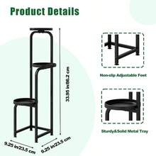 - Soporte para plantas para interiores y exteriores, estante de metal de 3 niveles para mltiples plantas, esquinas, para sala de estar, balcn, recmara, patio, jardn, negro blanco, 3 - Negro - + 88,9 x 56,6 cm - Ver 4