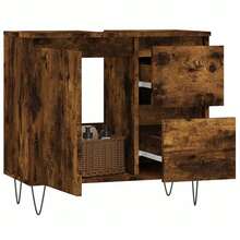 vidaXL Badezimmerschrank Geräucherte Eiche 65 x 33 x 60 cm Holzwerkstoff
