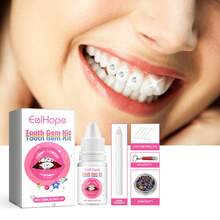 Eelhope Tooth Jewelry Kit Diy Fashion Reliable Teeth Crystal Gems Decoration With Curing Light Glue Clear Precious Stone Diamonds Glittering Dental Ornaments - For European And American Style, Hip-Hop Style - Nhiều màu - Xem 1