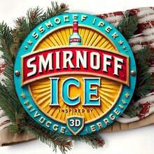 1 pieza Cartel de metal retro Smirnoff Ice de 8 * 8 pulgadas, señal de metal redonda, arte de pared de aluminio para decoración del hogar y la oficina / Material duradero / Regalo ideal para sala de estar / bar / cafetería / interior y exterior