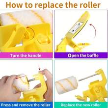 1 Set Paint Edger Roller Brush Kit, Multi-Function Handheld, Cleaning And Trimming Paint Edges Roller Brush, Paint Edger Combo Set, Includes Extra Replacement Rollers And Brushes, Suitable For Room Walls, Ceilings, Indoor And Outdoor Painting