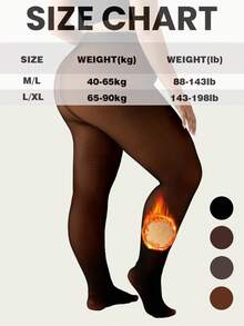 New 200g/300g Plus Size Women Tights, Tight Fit , Autumn/Winter Thermal Lined Tights, High Stretch Seamless , Cozy - Multicolor - View 10