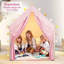 Casa Campaña para Niñas, Tienda Infantil Castillo Princesa con Luz Estrellas, Banderín, Diadema y Cetro, Casita Juegos Portatil Casa de Juguete Carpa para Niño Niña 100x120x130cm/39x47x51inch - Castillo - Ver 7