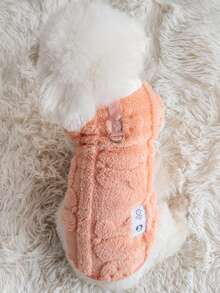 1pc Soft Cotton Fleece Pet Clothes, Dog Apparel With Leash Buckle, Suitable For Autumn/Winter, Teddy, Cat, Puppy - Baby Pink - View 21