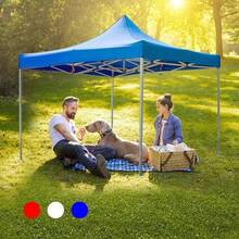 Repuesto De Lona para Toldo sin Paredes Tamao Exterior 3x3m Interior 2.92x2.92m Impermeable Proteccin Plegable Acero Lona Impermeable Jardn Casa Exterior Facil Armado Y Transporte Blanca - Rojo con UV Protección - Ver 3