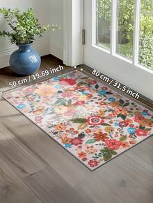 1 pieza Alfombra rosa, estilo floral, alfombra de pasillo, 850g/m² lavable a máquina, decoración del hogar, sala de estar, cocinas, pasillos, dormitorio, comedor, oficina, para todas las estaciones