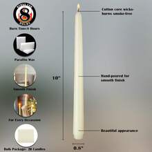 20 Pack Ivory Taper Candles, 7 - 8 Hours Burn Time, Unscented And Smokeless, 4/5 X 10 Inch Dinner Candle Set For Household, Wedding, Party And Home Decor,  2025 Style - 象牙 - 查看 2