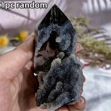 1pc Sparkling Natural Sphalerite Crystal Cluster Tower - Single Pointed Column, Bohemian Style Black & White Starry Crystal Decor For Home Desktop, Yoga Meditation, Unique Holiday Gift (Halloween/Christmas/Easter), Crystal Home Decor, Spiritual Decoration, Elegant Mineral Specimen, Intricate Crystal Formations, Detailed Mineral Structure - Black and White - View 3