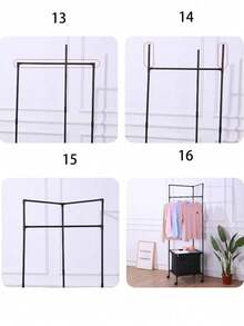 2 In 1 Corner Clothes Rack, Dirty Clothes Basket, Bedroom Storage Rack, Clothes Organizer, Home Storage Shelf - Black - View 6