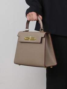 2025 高端时尚女士手提包，优雅小巧的棕榈纹理包，OL通勤多功能工作包，奢华立体小方包，女士单肩斜挎包 - 灰色 - 查看 9