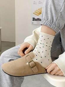 5 双女士波尔卡圆点图案中筒袜，简约时尚，适合日常穿着（无卡纸） - 彩色 - 查看 4