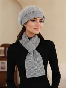 Set de 2 piezas Sombrero y bufanda de cuello versátil para mujer, cálido en invierno, adecuado para ejercicio, accesorio de invierno, regalo de San Valentín para madres de mediana edad y ancianas - Multicolor - Ver 20