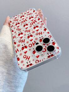 1 pezzo Custodia telefonica trasparente e antiurto con Babbo Natale, fiocchi di neve, in materiale TPU, adatta come regalo natalizio compatibile con Apple XS/XS Max/XR/11 12 13 14 15 16 17 Pro/Pro Max/14 15 16 Plus