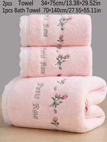 Bộ 3/2/1 khăn tắm thêu hoa bằng vải lông san hô, hoa hồng nhỏ trang nhã, chất liệu microfiber thấm hút tốt, mềm mại, thích hợp cho phòng tắm, khách sạn, phòng tập thể dục, du lịch, quà tặng, salon, thể thao, ngoài trời, bãi biển, trường học, chuẩn bị năm học mới, phụ kiện du lịch, đồ dùng thiết yếu tại nhà, khăn tắm, chăm sóc da. - Hồng - Xem 13
