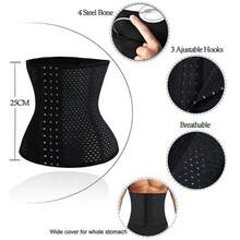 Breathable Hollow Design 3-Row Buckle Waist Trainer, Suitable For Sports And Shaping - Multicolor - View 1