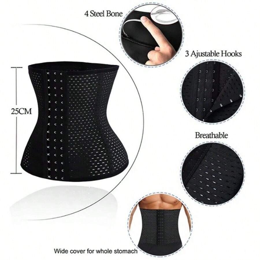 Breathable Hollow Design 3-Row Buckle Waist Trainer, Suitable For Sports And Shaping - Multicolor - View 1