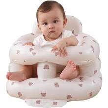 Asiento Inflable Circundante para Bebs de 3 a 36 Meses, Asiento Tipo Bumbo con Bomba de Aire Incorporada y Bandeja, Silla para Bebs Capaz de Soportar Peso Osos - óseo - Ver 2
