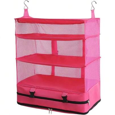 クローゼット吊り下げ収納 インナーバッグ 収納ボックス 衣類ラック クローゼット 吊り下げ収納 衣類収納ラック 衣装ケース 収納 旅行 出張 吊り下げ衣類ラック 省スペース 大容量 4段 取付簡単 折り畳み式 ブラック XL