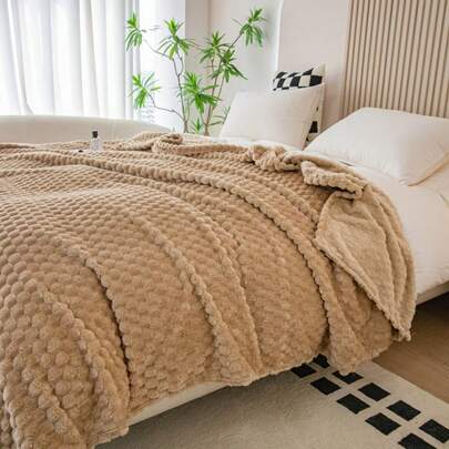 بطانية ناعمة بطراز قديم من الفرو الاصطناعي - خيار مريح للأريكة والكراسي، بنمط مخطط، قابلة للغسل في الغسالة، خليط من البوليستر، مريحة لجميع الفصول، بطانية كرسي/سرير | بطانية ناعمة | خليط من البوليستر، ديكور أرنب