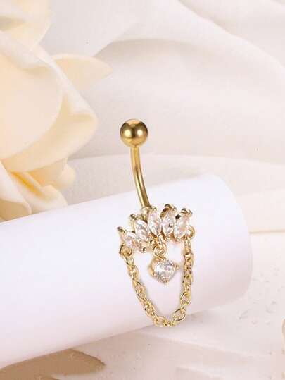 1 Stück sexy Bauchnabel-Ring mit kubischen Zirkoniasteinen, Edelstahl Bauchnabel-Piercing geeignet für den täglichen Gebrauch, unisex