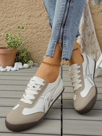 Zapatillas planas casuales de moda para mujer, zapatos planos versátiles para primavera/otoño, adecuados para uso diario, deportes y estudiantes