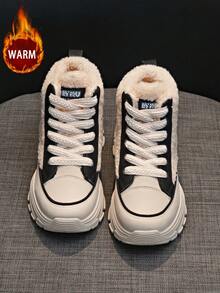 1 Pair High Quality Women's Winter Lace-Up Multifunctional Fashion Casual High-Top Warm Fleece Snow Boots, Thick Sole Boots For Outdoor Sports Casual Everyday Wear