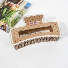 1 pezzo Fermaglio per capelli rettangolare retrò a pois, design quadrato cavo + pizzo, elegante e dolce, in materiale acrilico durevole e non deformabile, accessorio per capelli elegante per acconciature quotidiane e per fissare i capelli ribelli, accessorio per capelli invernale