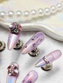 10 Stücke DIY französische Y2K Orange Nägel, weiße Nägel, rein handgefertigt 3D Schnitz-Technologie, 3D handgezeichnete Wasserwirbel Wassertropfen, verschwommene Nägel, 3D kleine Perlen Dekoration, lange ovale rein handgefertigte Acryl Aufklebe-Nägel.