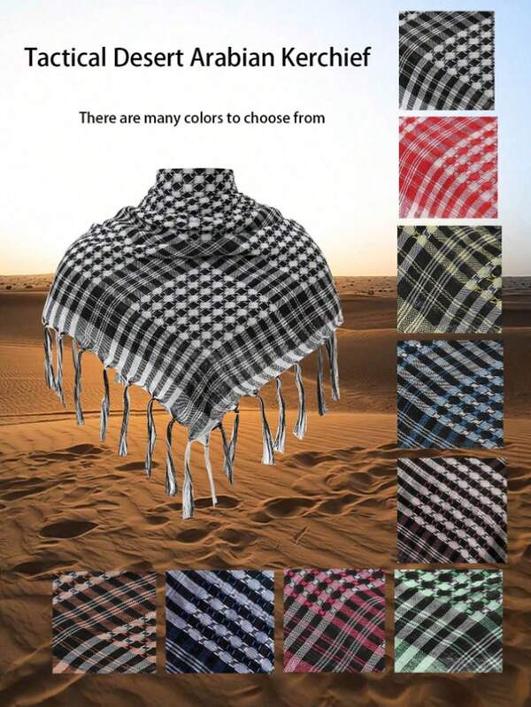 1 Piece Of Internet Silk Houndstooth Square Scarf, Arabic Headscarf, Outdoor Camping Tassel Desert Scarf